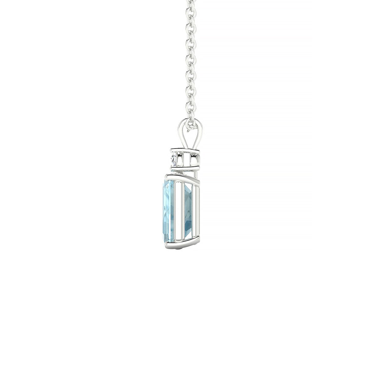Sparkle | 18k White Gold 7 x 5 mm Emerald Aquamarine Pendant
