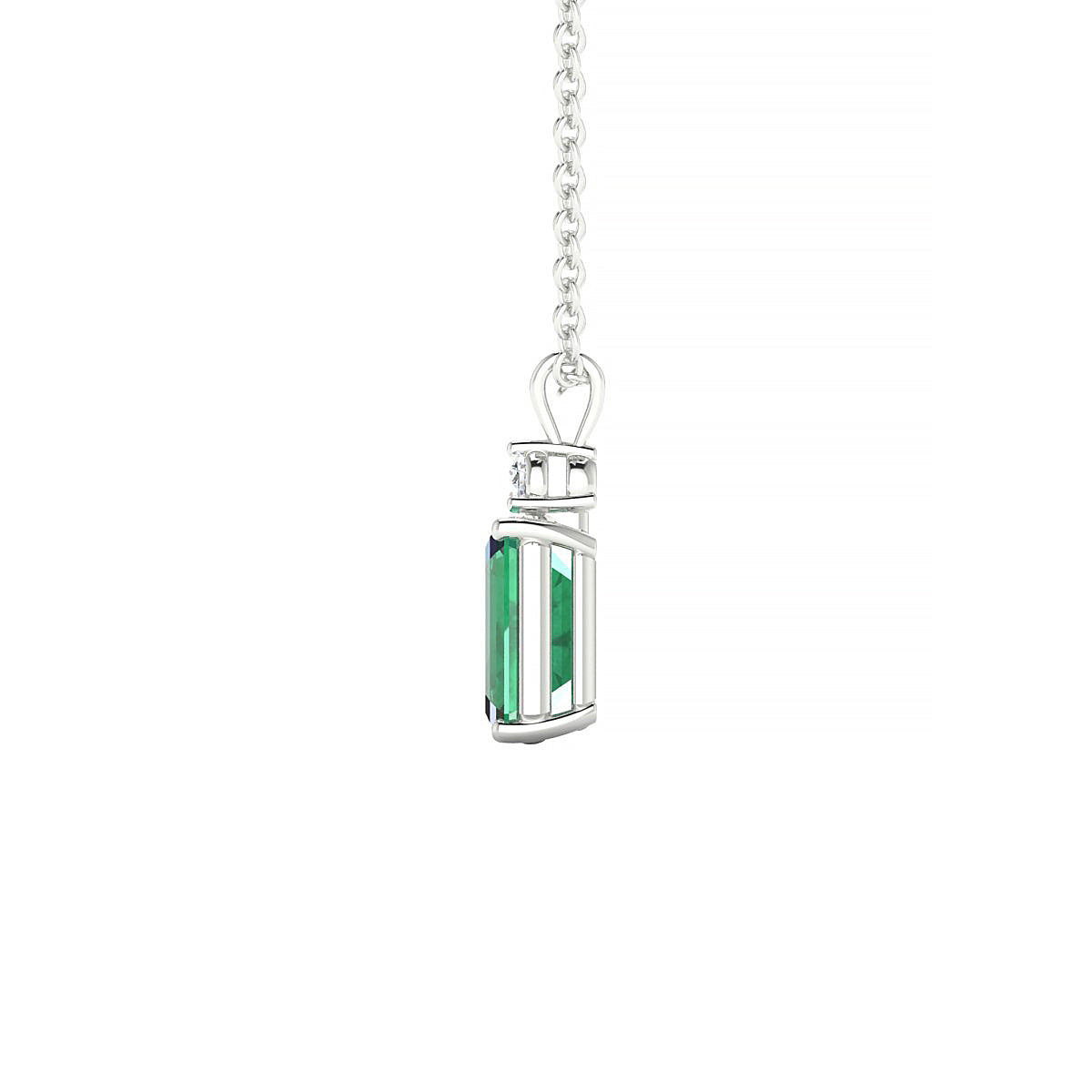 Sparkle | 18k White Gold 7 x 5 mm Emerald Emerald Pendant