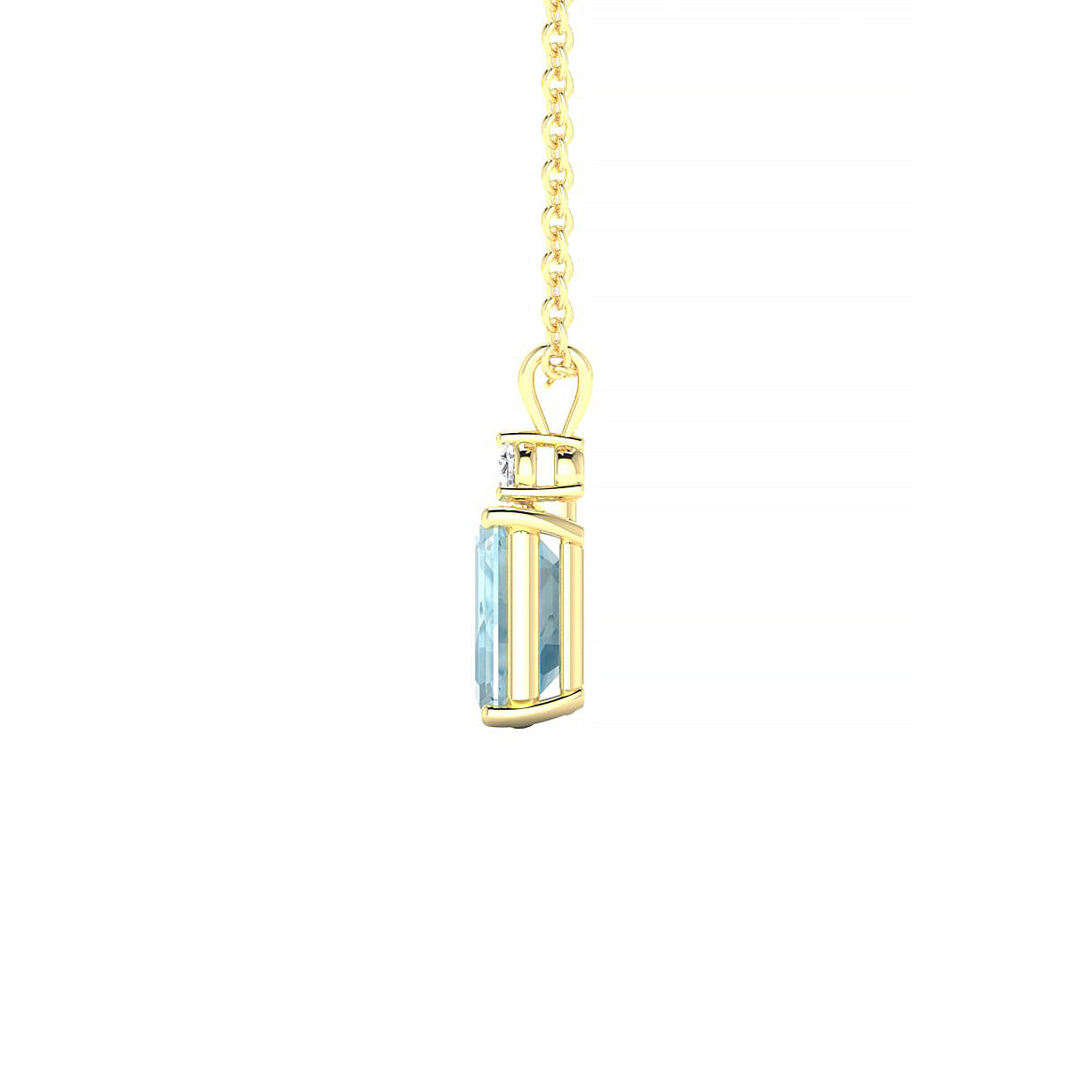 Sparkle | 18k Yellow Gold 7 x 5 mm Emerald Aquamarine Pendant