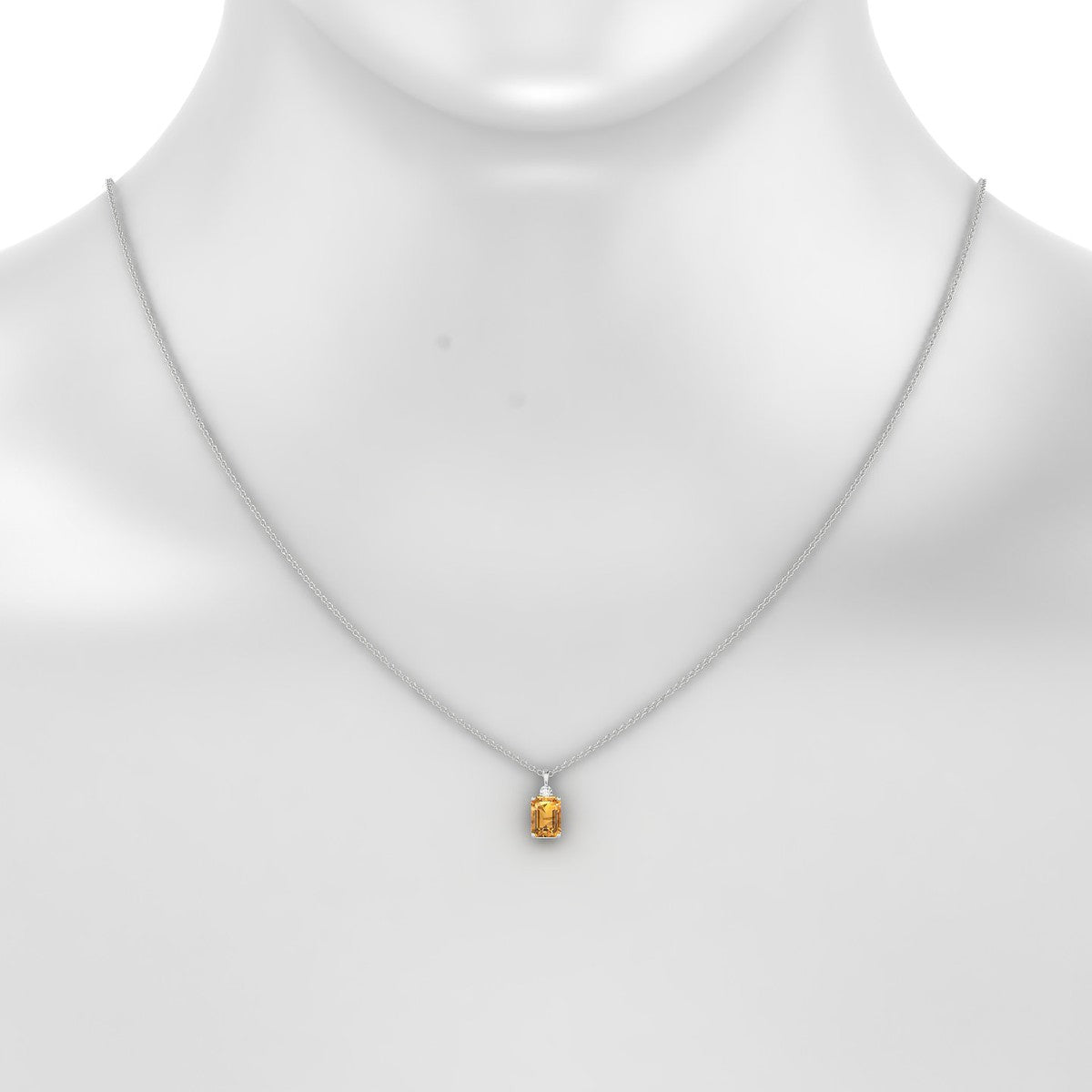 Sparkle | 18k White Gold 7 x 5 mm Emerald Citrine Pendant