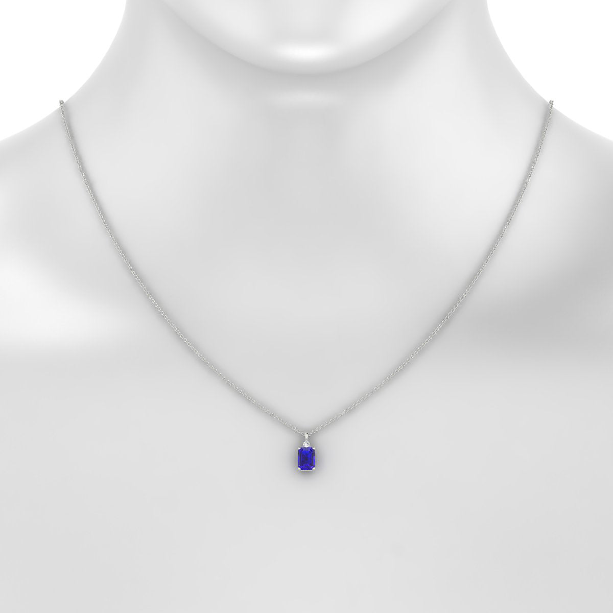 Sparkle | 18k White Gold 7 x 5 mm Emerald Tanzanite Pendant