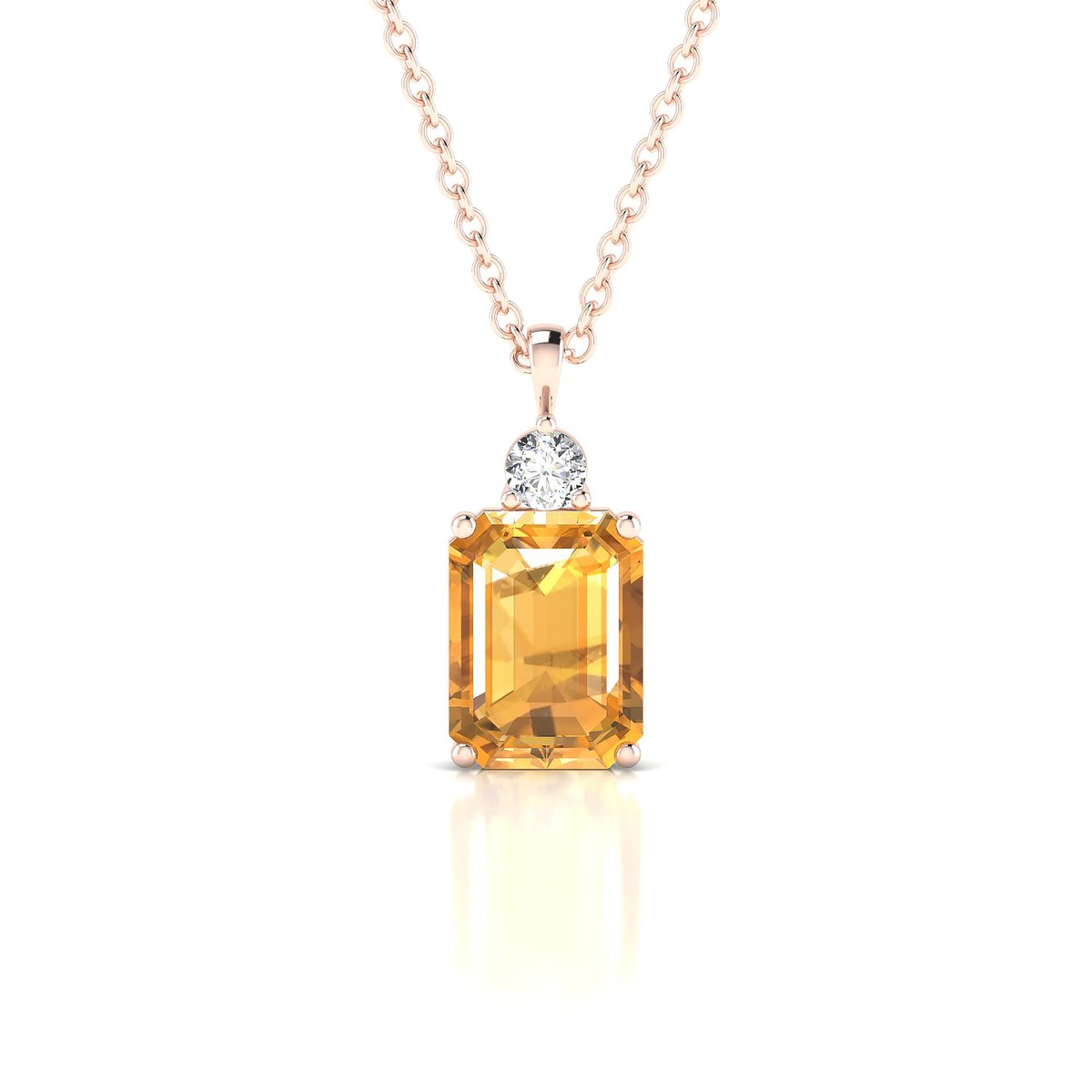 Sparkle | 18k Rose Gold 8 x 6 mm Emerald Citrine Pendant