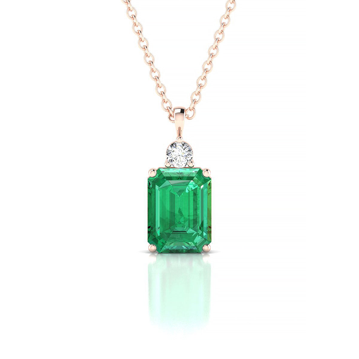 Sparkle | 18k Rose Gold 8 x 6 mm Emerald Emerald Pendant