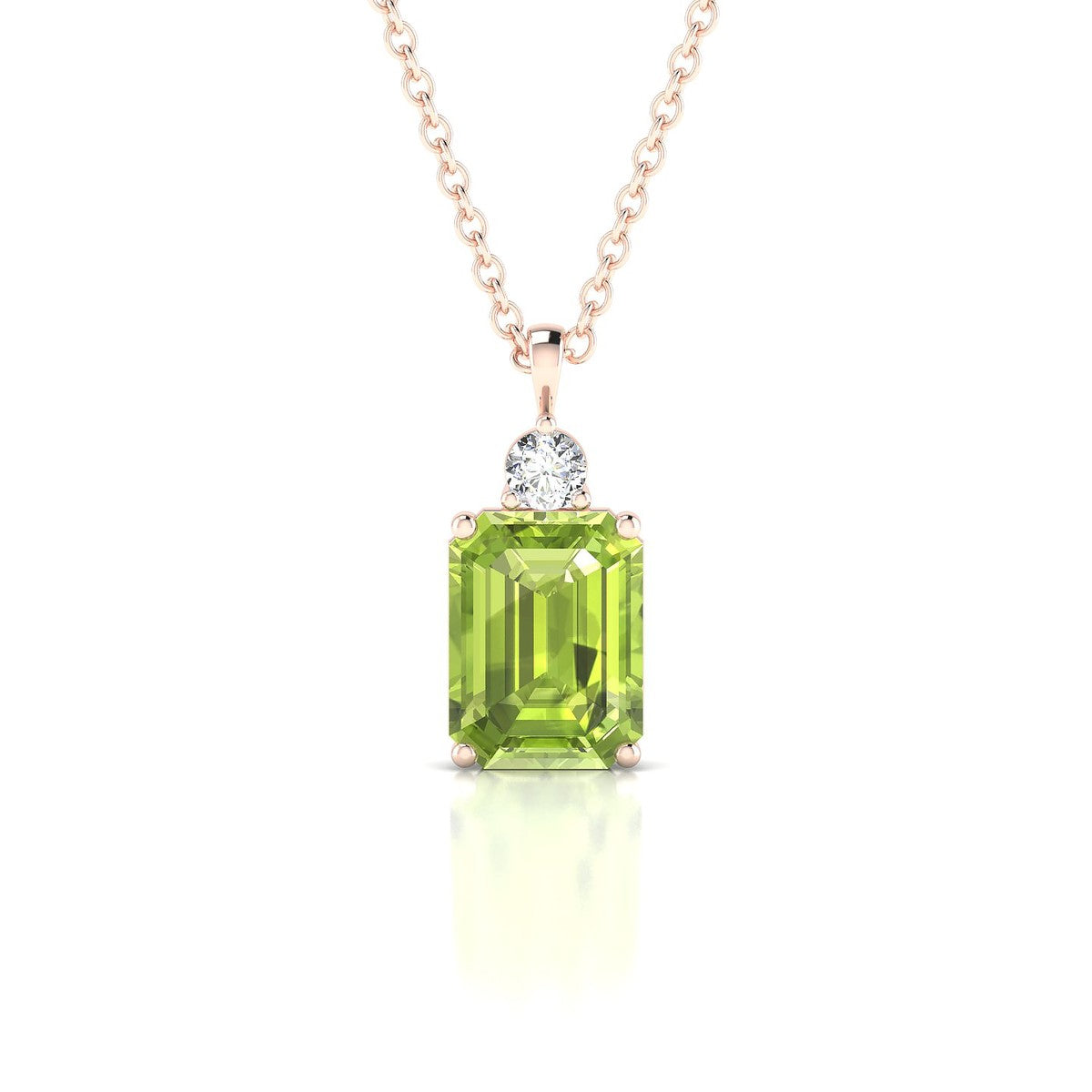 Sparkle | 18k Rose Gold 8 x 6 mm Emerald Peridot Pendant
