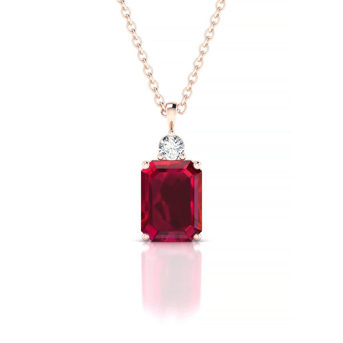 Sparkle | 18k Rose Gold 8 x 6 mm Emerald Ruby Pendant