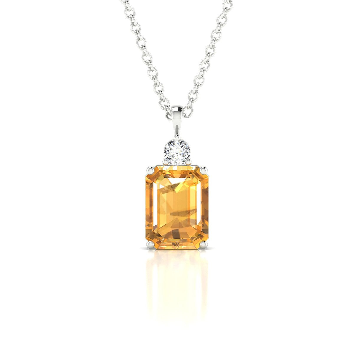 Sparkle | 18k White Gold 8 x 6 mm Emerald Citrine Pendant