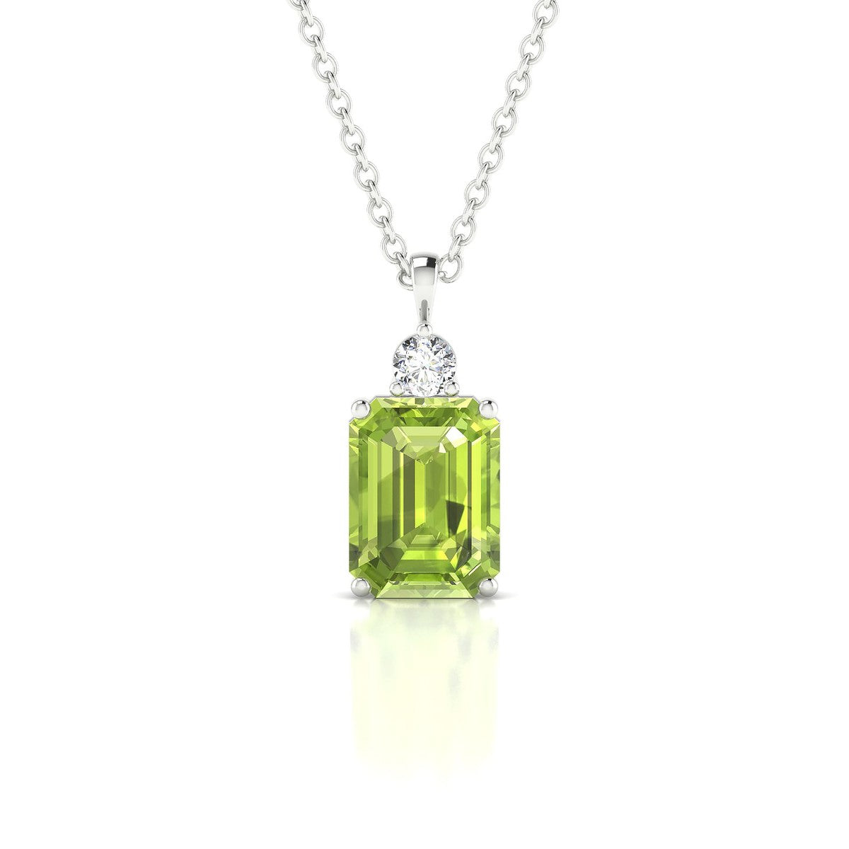 Sparkle | 18k White Gold 8 x 6 mm Emerald Peridot Pendant
