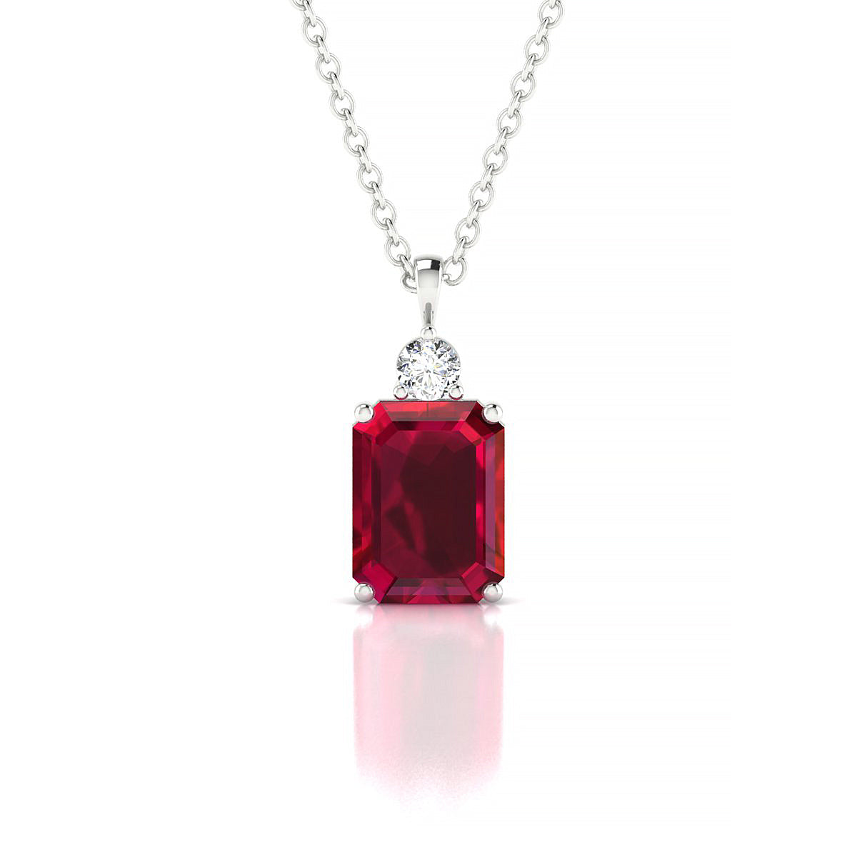 Sparkle | 18k White Gold 8 x 6 mm Emerald Ruby Pendant