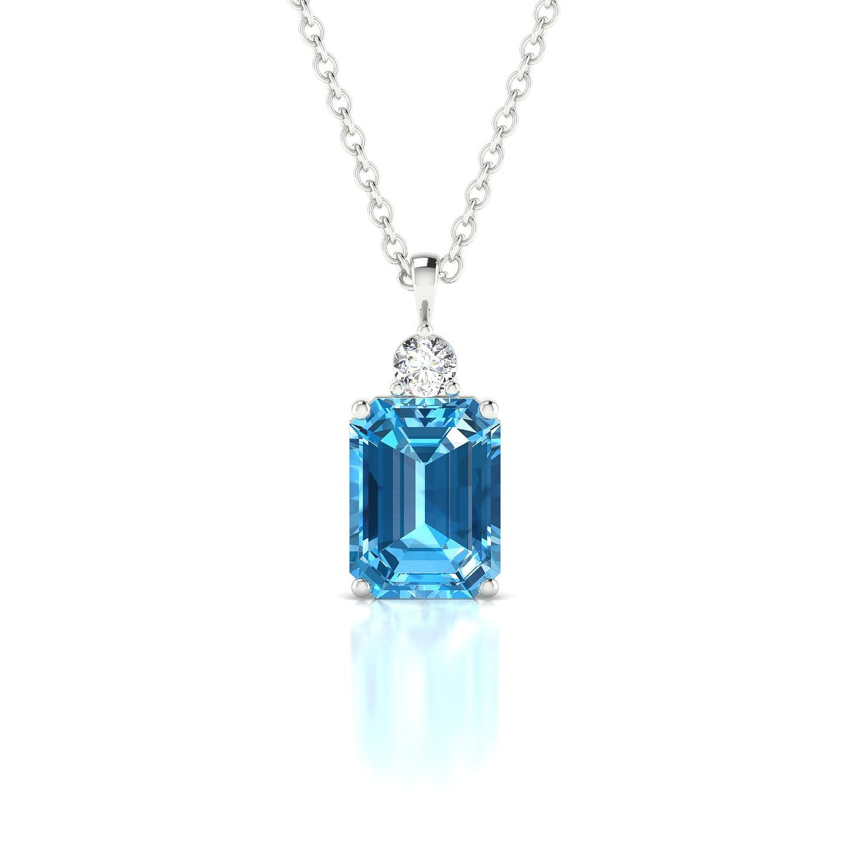 Sparkle | 18k White Gold 8 x 6 mm Emerald Topaz Pendant