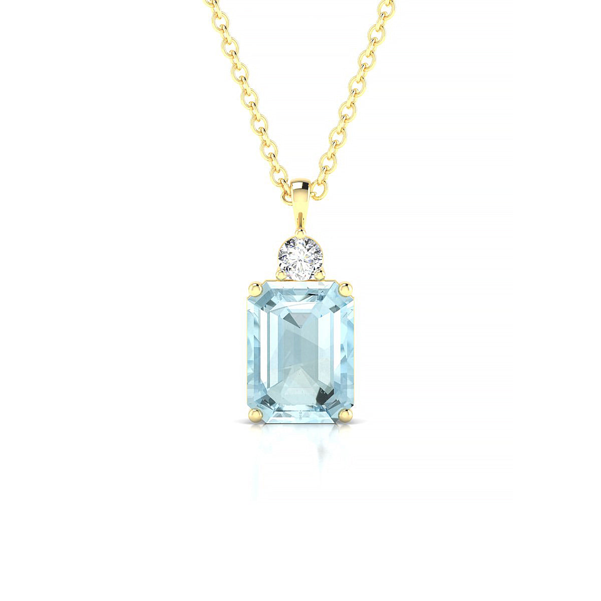 Sparkle | 18k Yellow Gold 8 x 6 mm Emerald Aquamarine Pendant