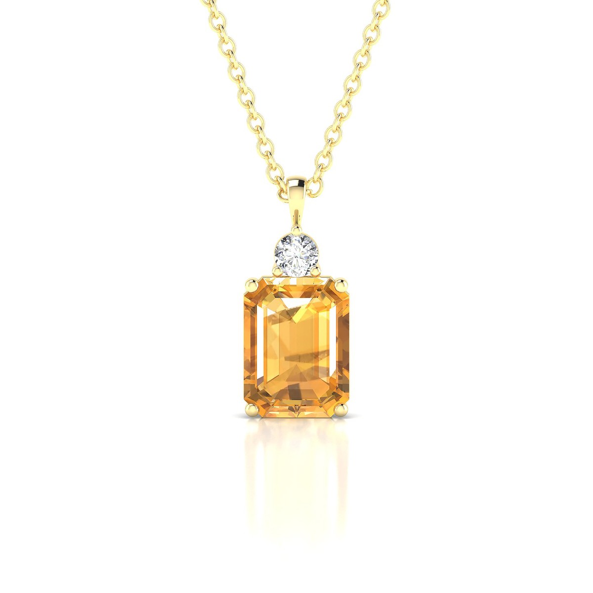 Sparkle | 18k Yellow Gold 8 x 6 mm Emerald Citrine Pendant