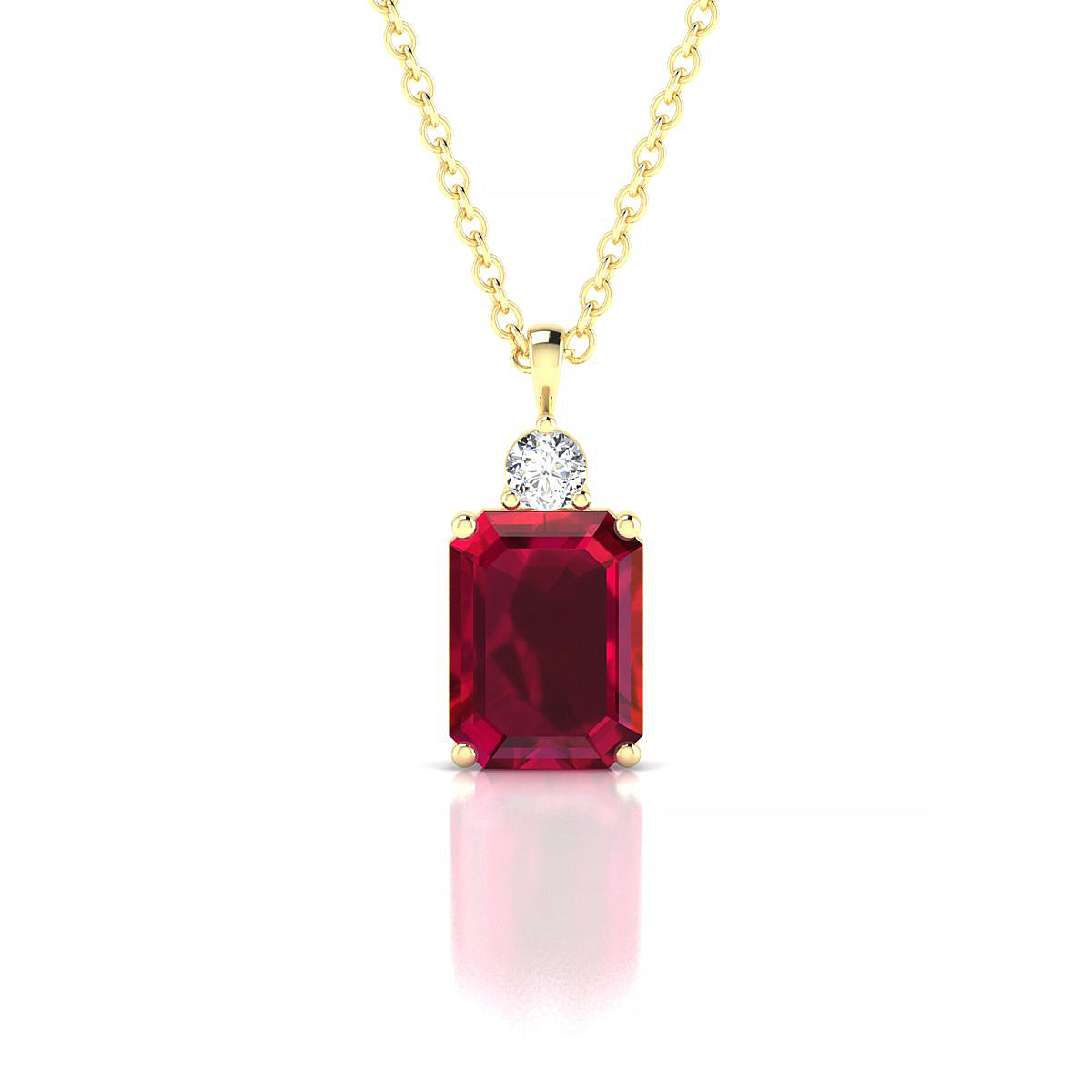 Sparkle | 18k Yellow Gold 8 x 6 mm Emerald Ruby Pendant