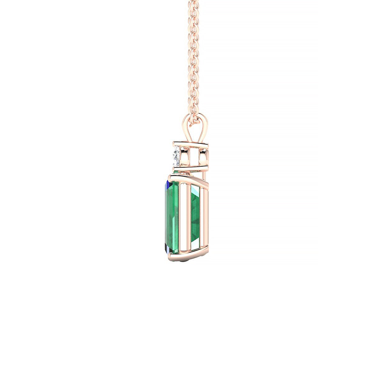 Sparkle | 18k Rose Gold 8 x 6 mm Emerald Emerald Pendant