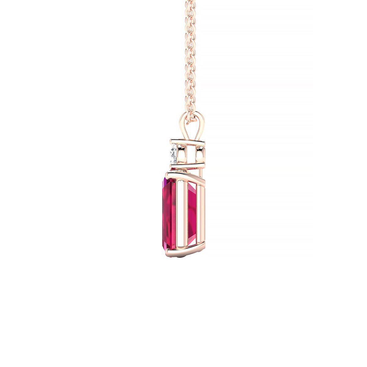 Sparkle | 18k Rose Gold 8 x 6 mm Emerald Ruby Pendant