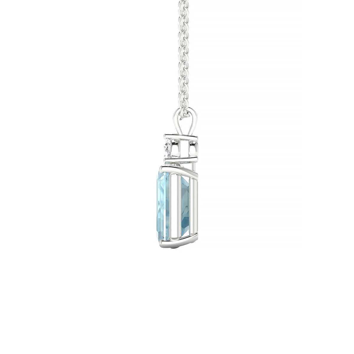Sparkle | 18k White Gold 8 x 6 mm Emerald Aquamarine Pendant