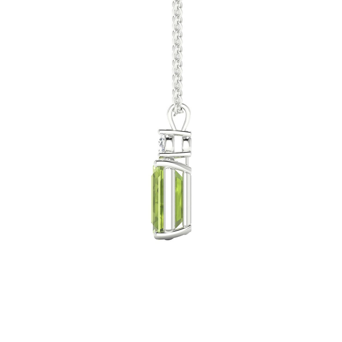 Sparkle | 18k White Gold 8 x 6 mm Emerald Peridot Pendant