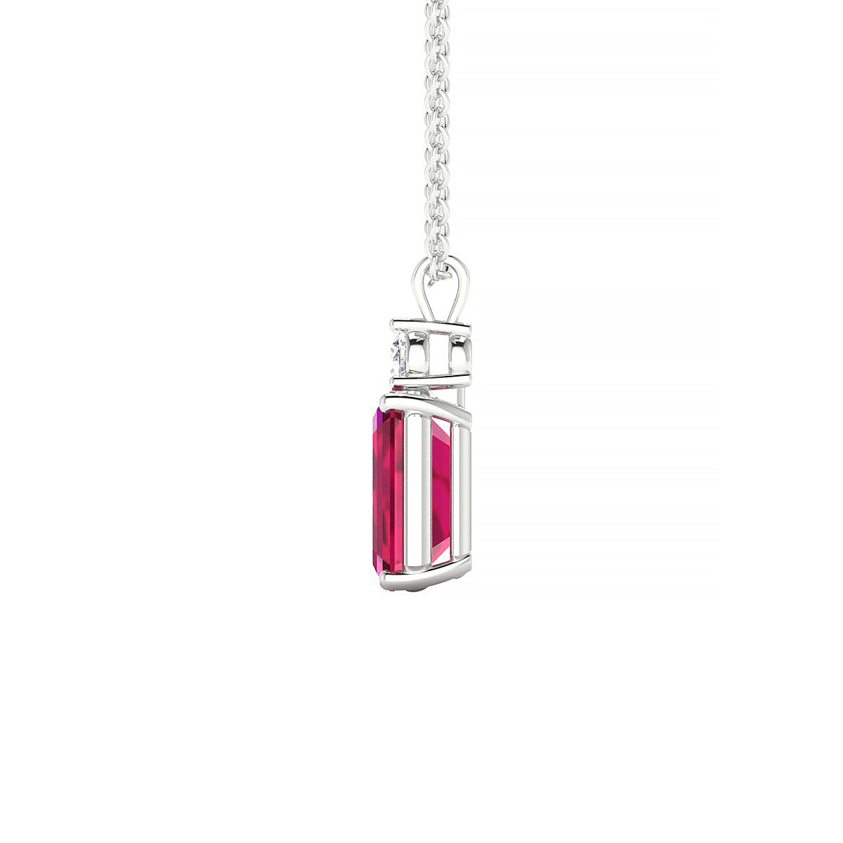 Sparkle | 18k White Gold 8 x 6 mm Emerald Ruby Pendant