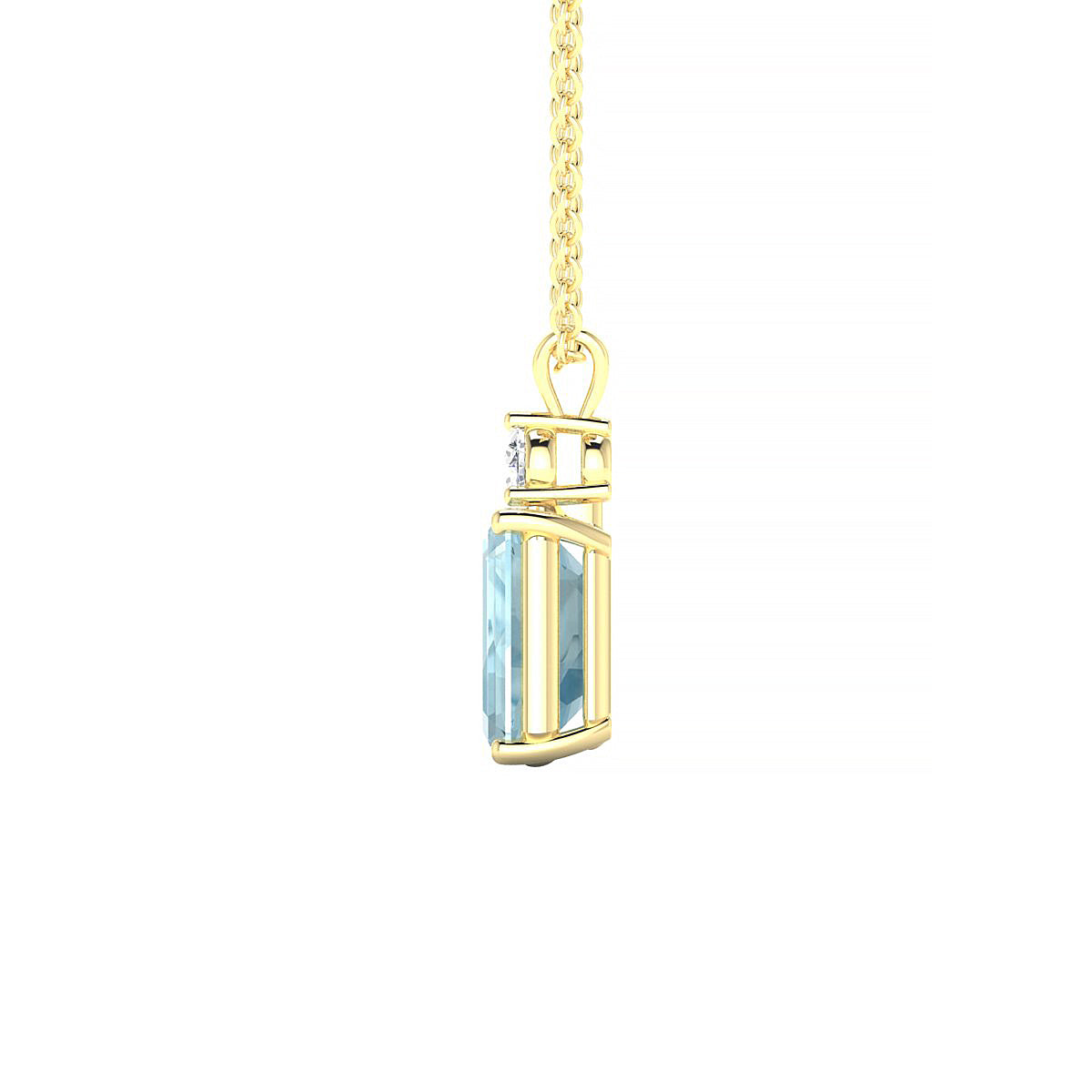 Sparkle | 18k Yellow Gold 8 x 6 mm Emerald Aquamarine Pendant