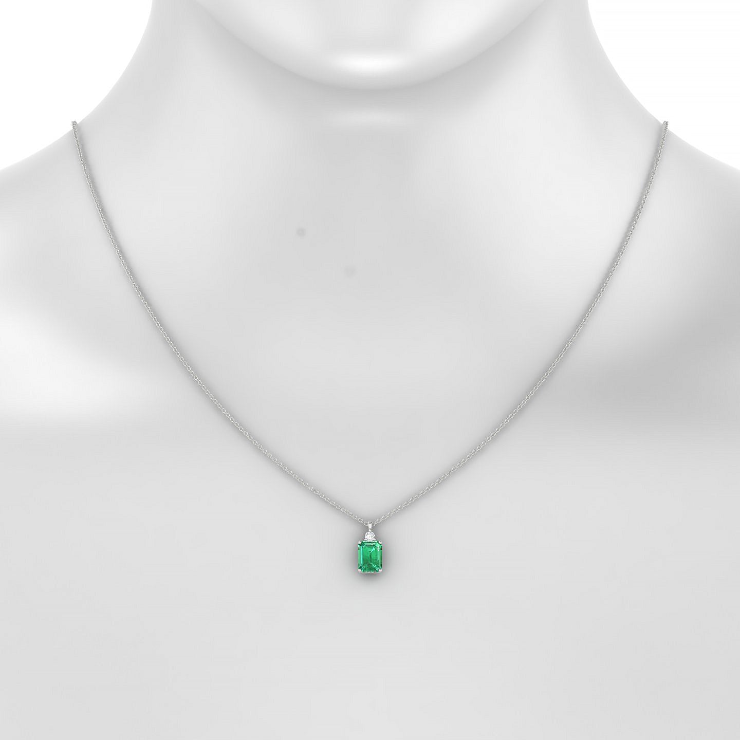 Sparkle | 18k White Gold 8 x 6 mm Emerald Emerald Pendant