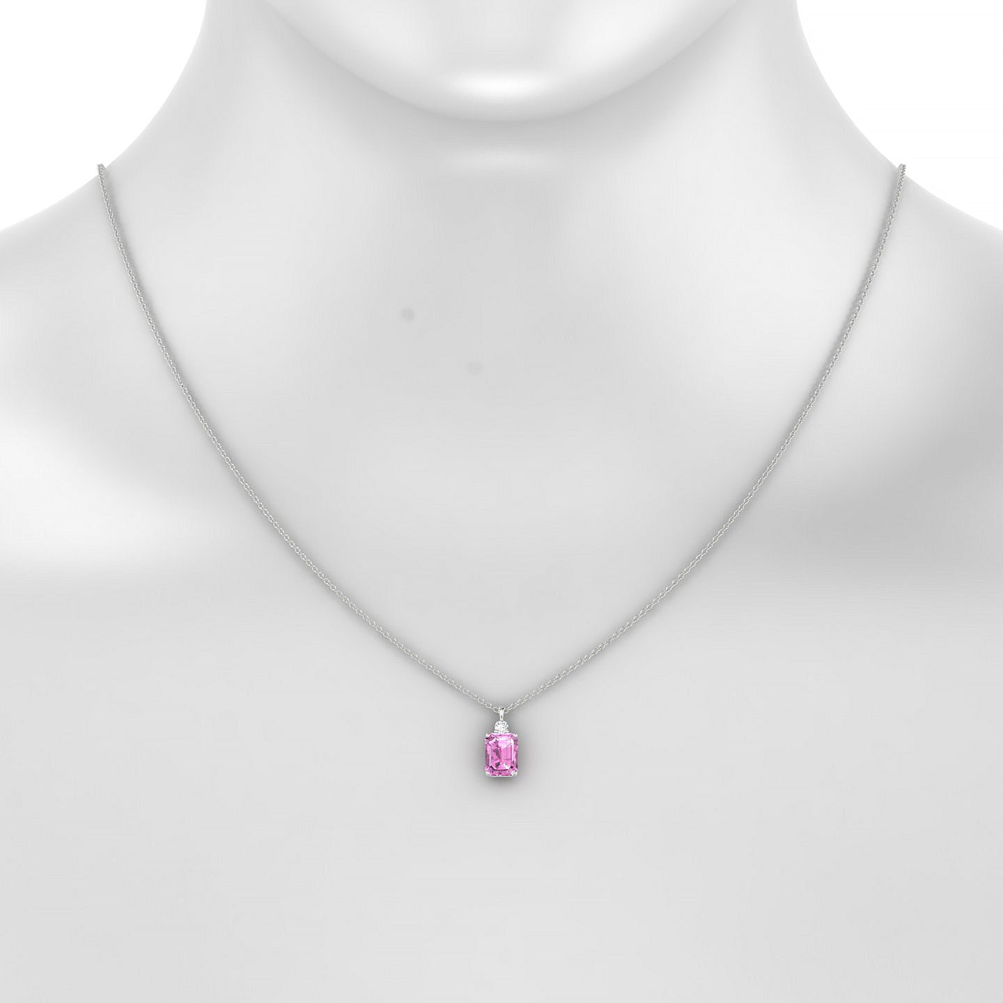 Sparkle | 18k White Gold 8 x 6 mm Emerald Pink Sapphire Pendant