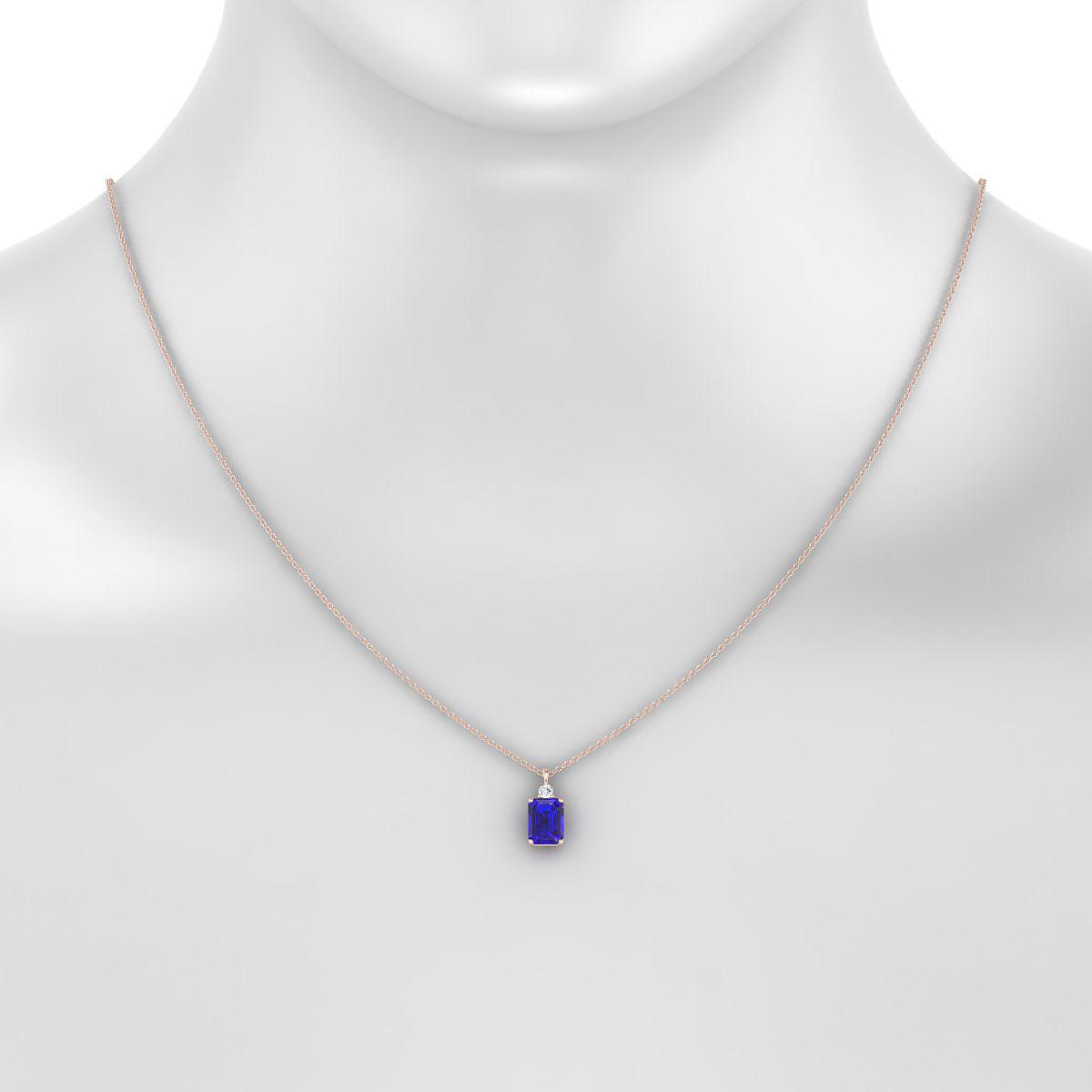 Sparkle | 18k Rose Gold 8 x 6 mm Emerald Tanzanite Pendant