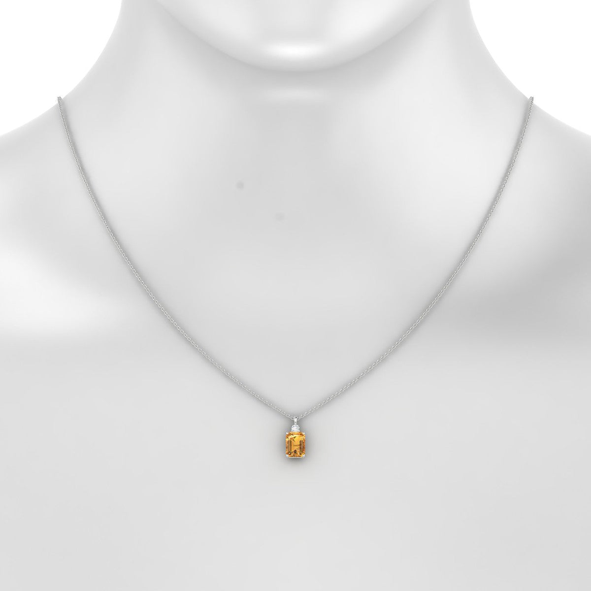 Sparkle | 18k White Gold 8 x 6 mm Emerald Citrine Pendant