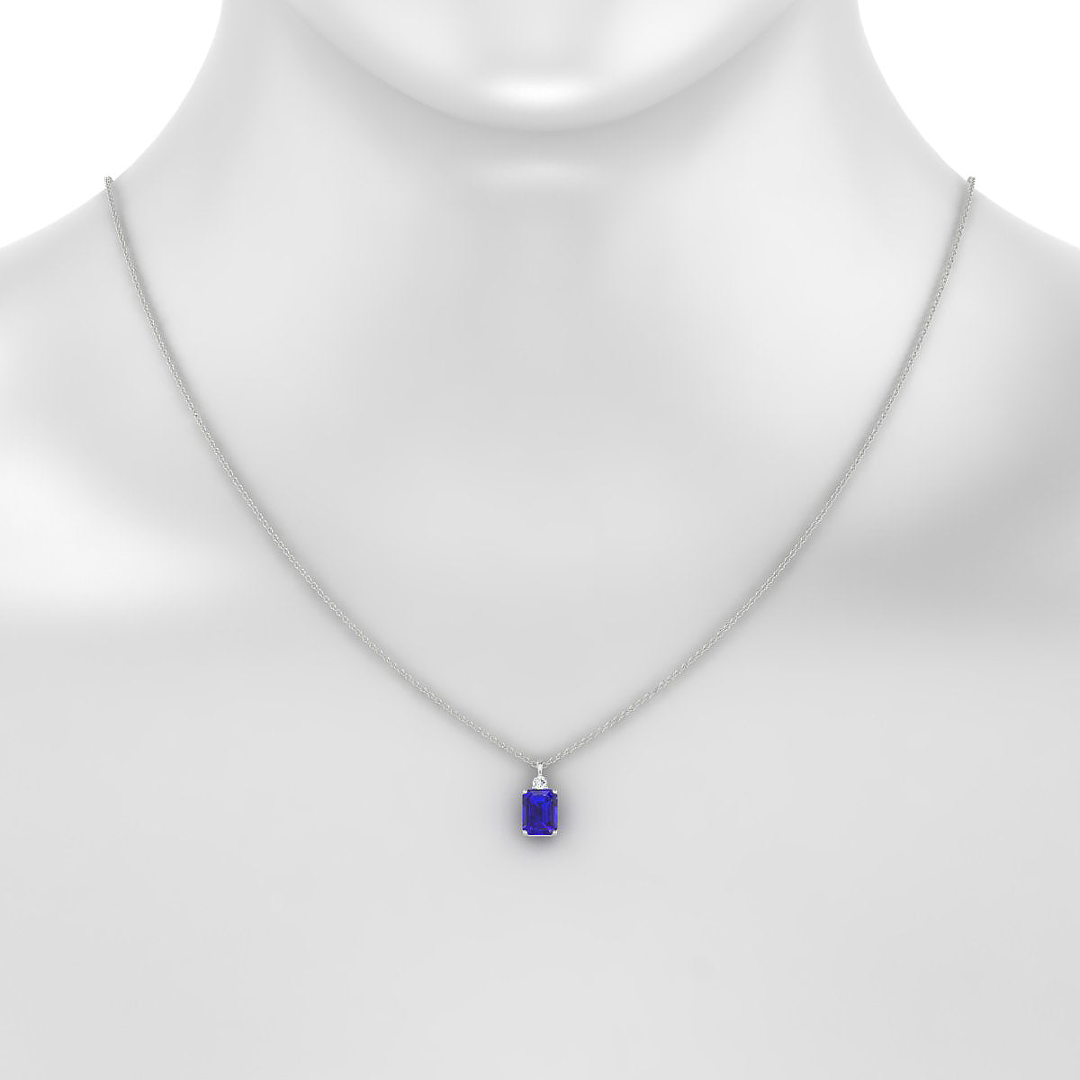 Sparkle | 18k White Gold 8 x 6 mm Emerald Tanzanite Pendant
