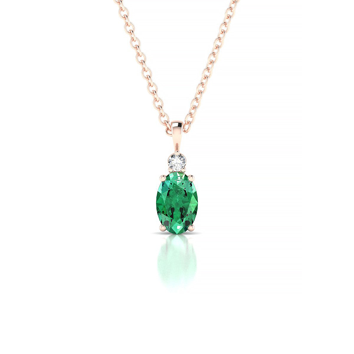 Sparkle | 18k Rose Gold 6 x 4 mm Oval Emerald Pendant
