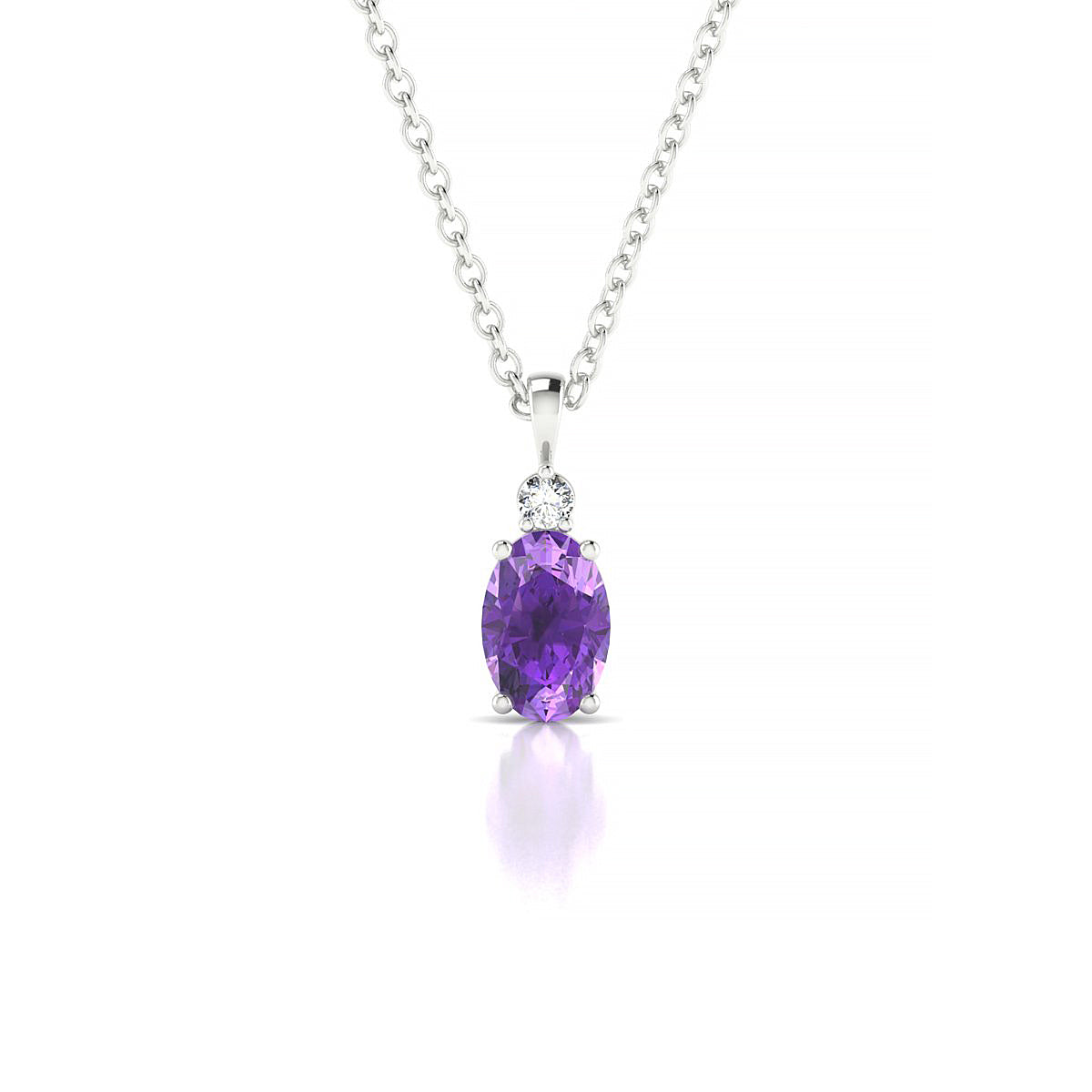 Sparkle | 18k White Gold 6 x 4 mm Oval Amethyst Pendant