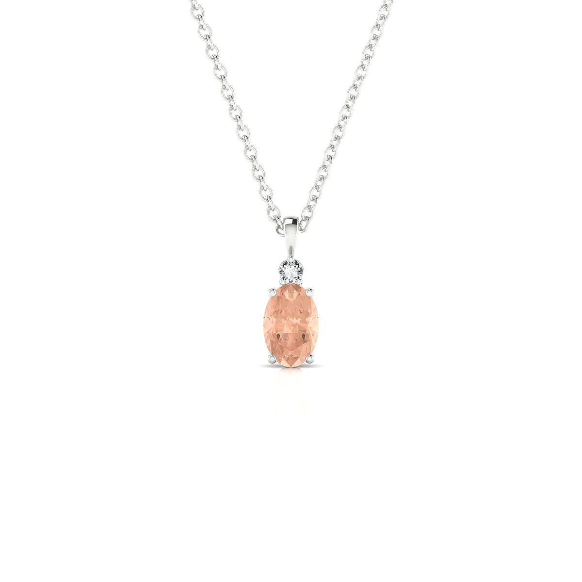 Sparkle | 18k White Gold 6 x 4 mm Oval Morganite Pendant