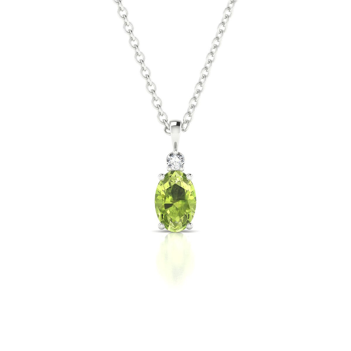 Sparkle | 18k White Gold 6 x 4 mm Oval Peridot Pendant