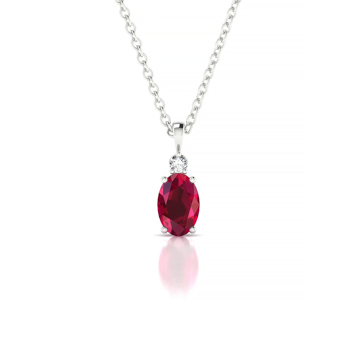 Sparkle | 18k White Gold 6 x 4 mm Oval Ruby Pendant