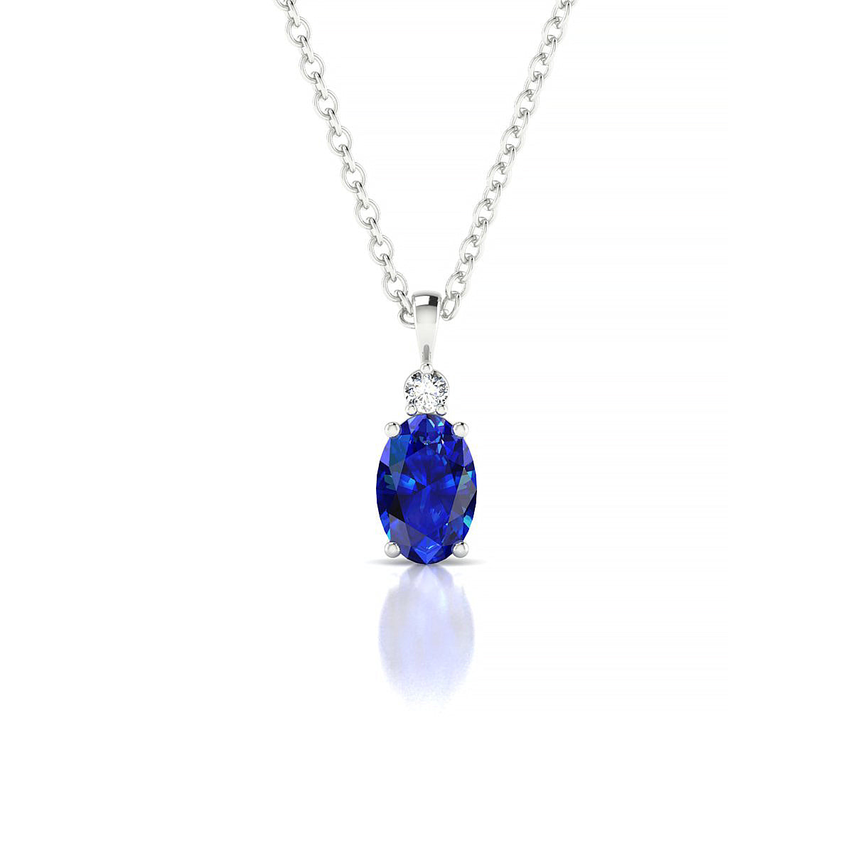 Sparkle | 18k White Gold 6 x 4 mm Oval Sapphire Pendant