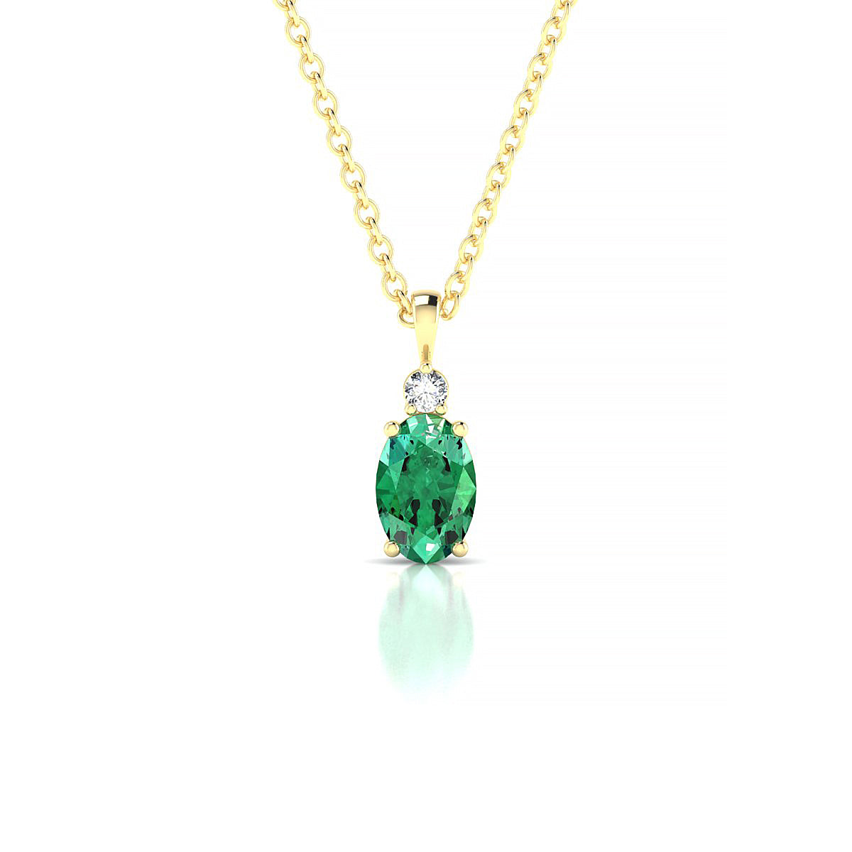 Sparkle | 18k Yellow Gold 6 x 4 mm Oval Emerald Pendant