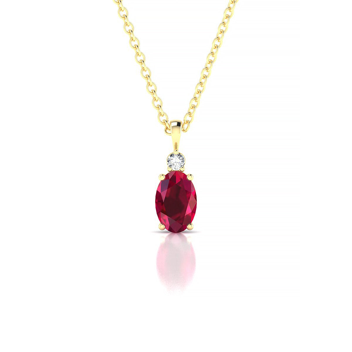 Sparkle | 18k Yellow Gold 6 x 4 mm Oval Ruby Pendant