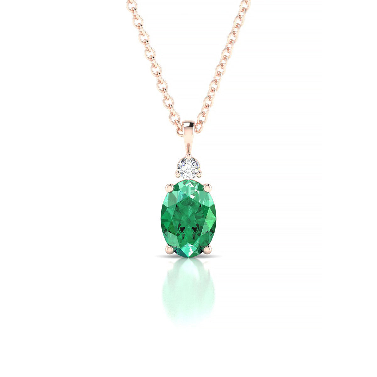 Sparkle | 18k Rose Gold 7 x 5 mm Oval Emerald Pendant