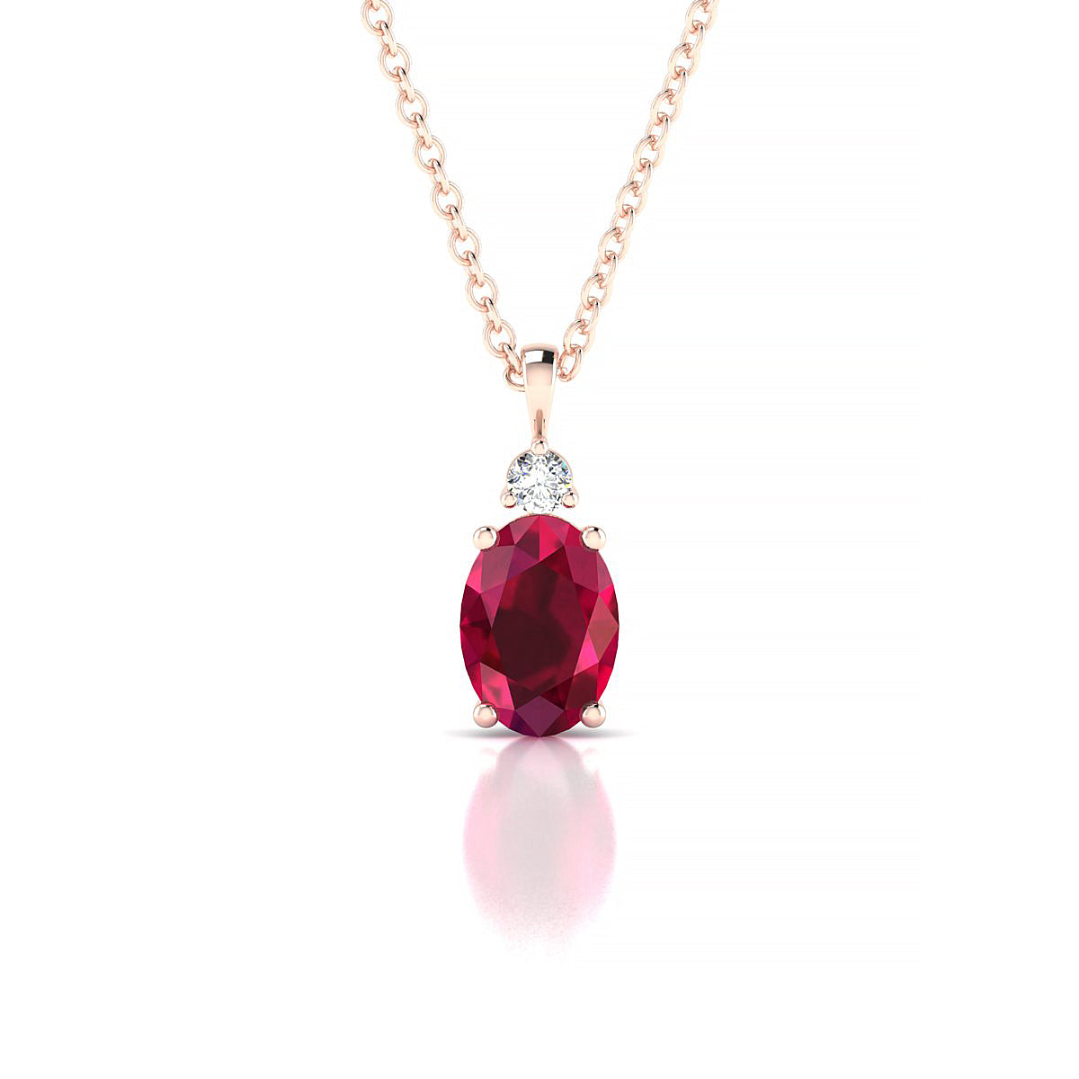 Sparkle | 18k Rose Gold 7 x 5 mm Oval Ruby Pendant