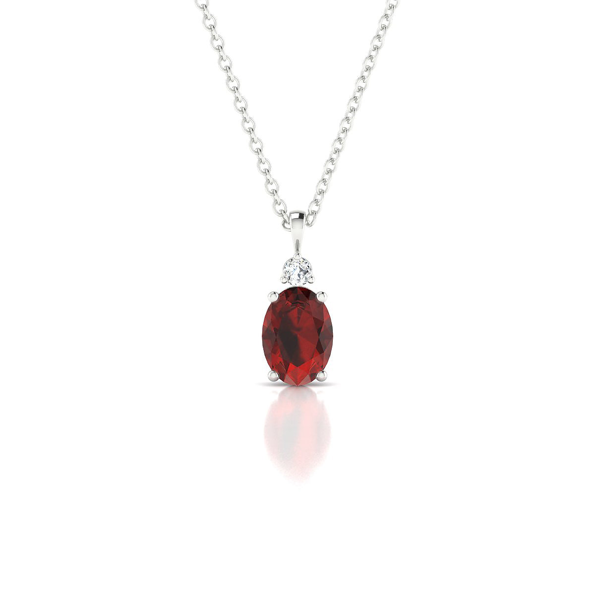 Sparkle | 18k White Gold 7 x 5 mm Oval Garnet Pendant