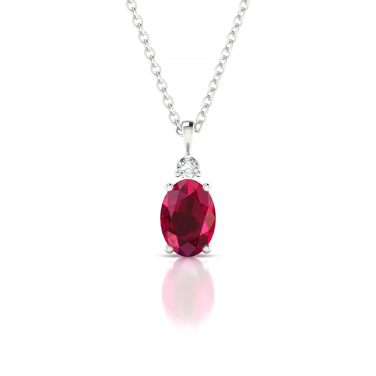 Sparkle | 18k White Gold 7 x 5 mm Oval Ruby Pendant