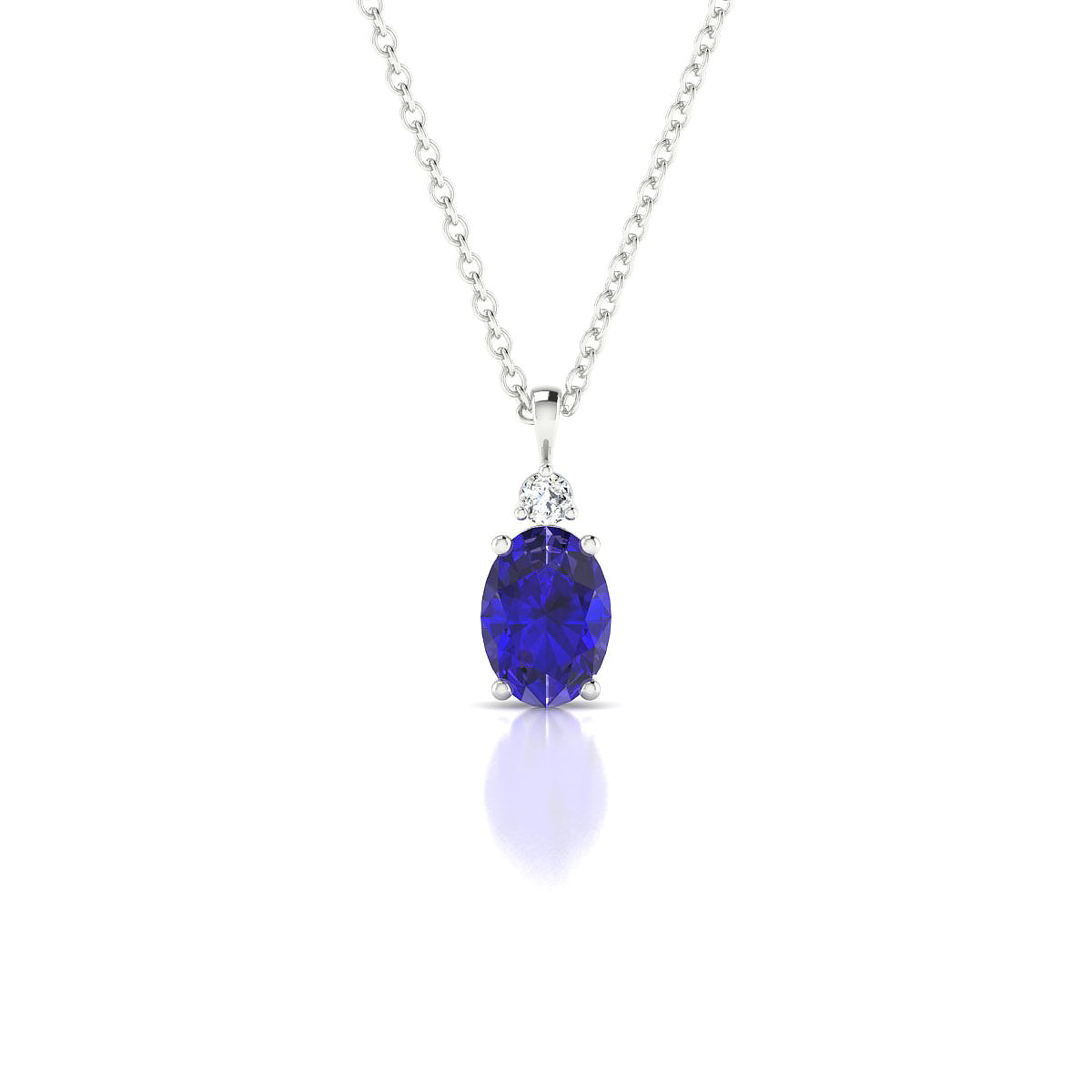 Sparkle | 18k White Gold 7 x 5 mm Oval Tanzanite Pendant