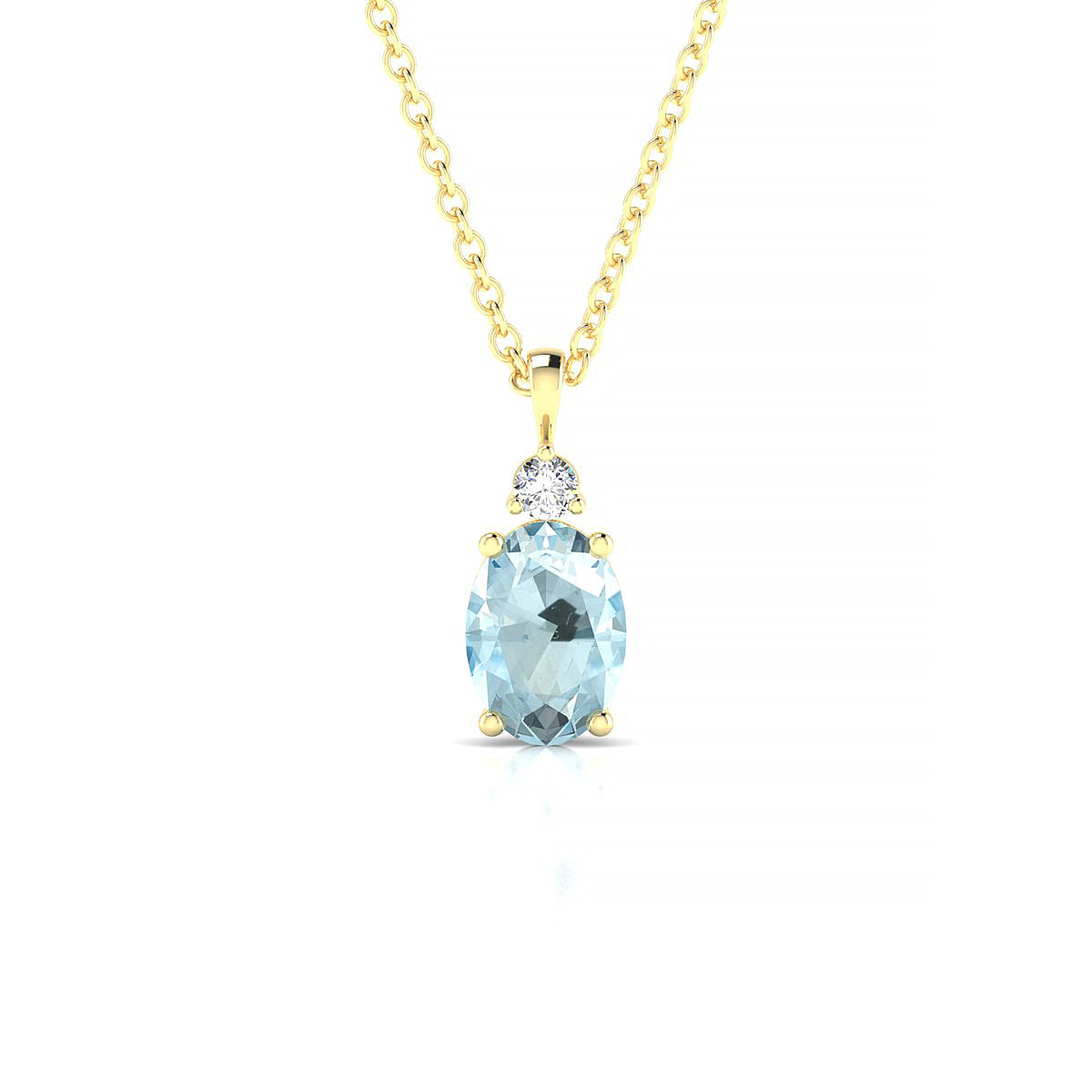 Sparkle | 18k Yellow Gold 7 x 5 mm Oval Aquamarine Pendant