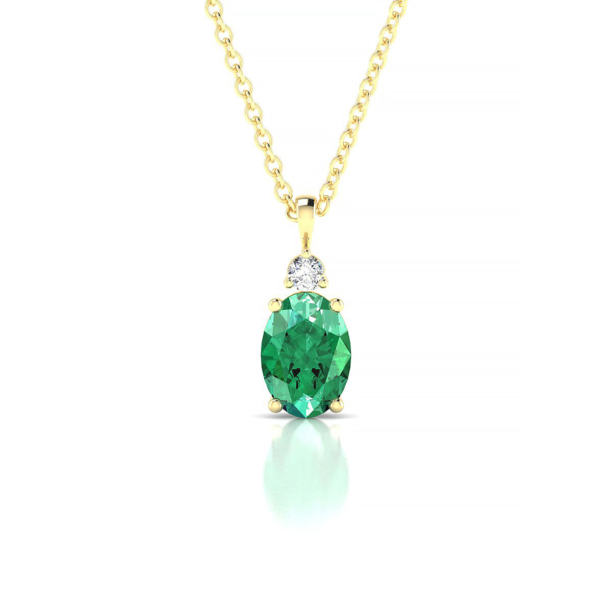 Sparkle | 18k Yellow Gold 7 x 5 mm Oval Emerald Pendant