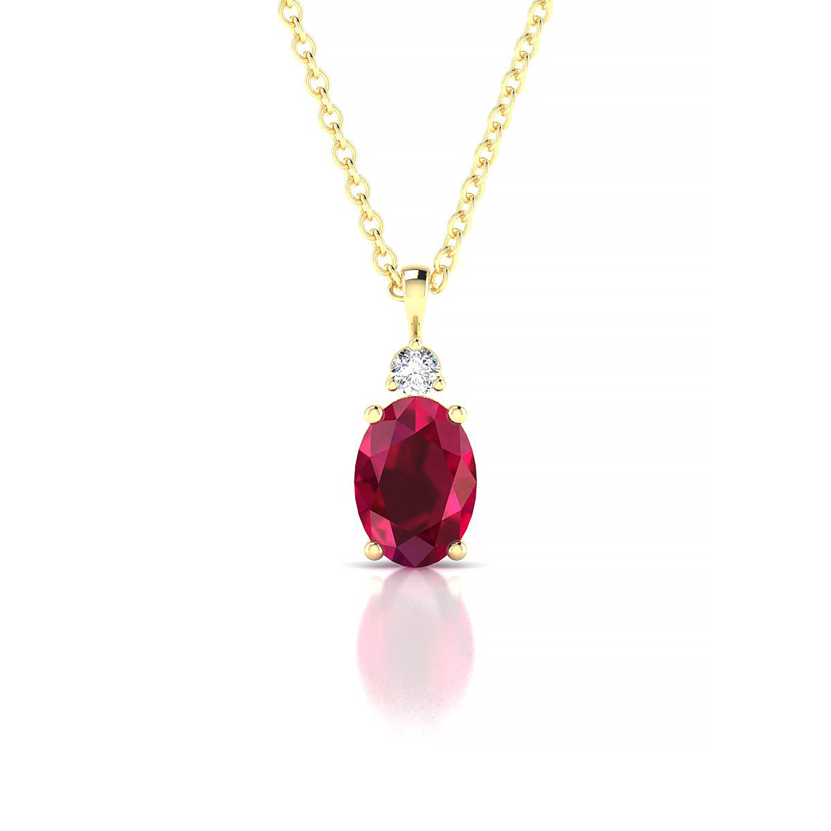 Sparkle | 18k Yellow Gold 7 x 5 mm Oval Ruby Pendant