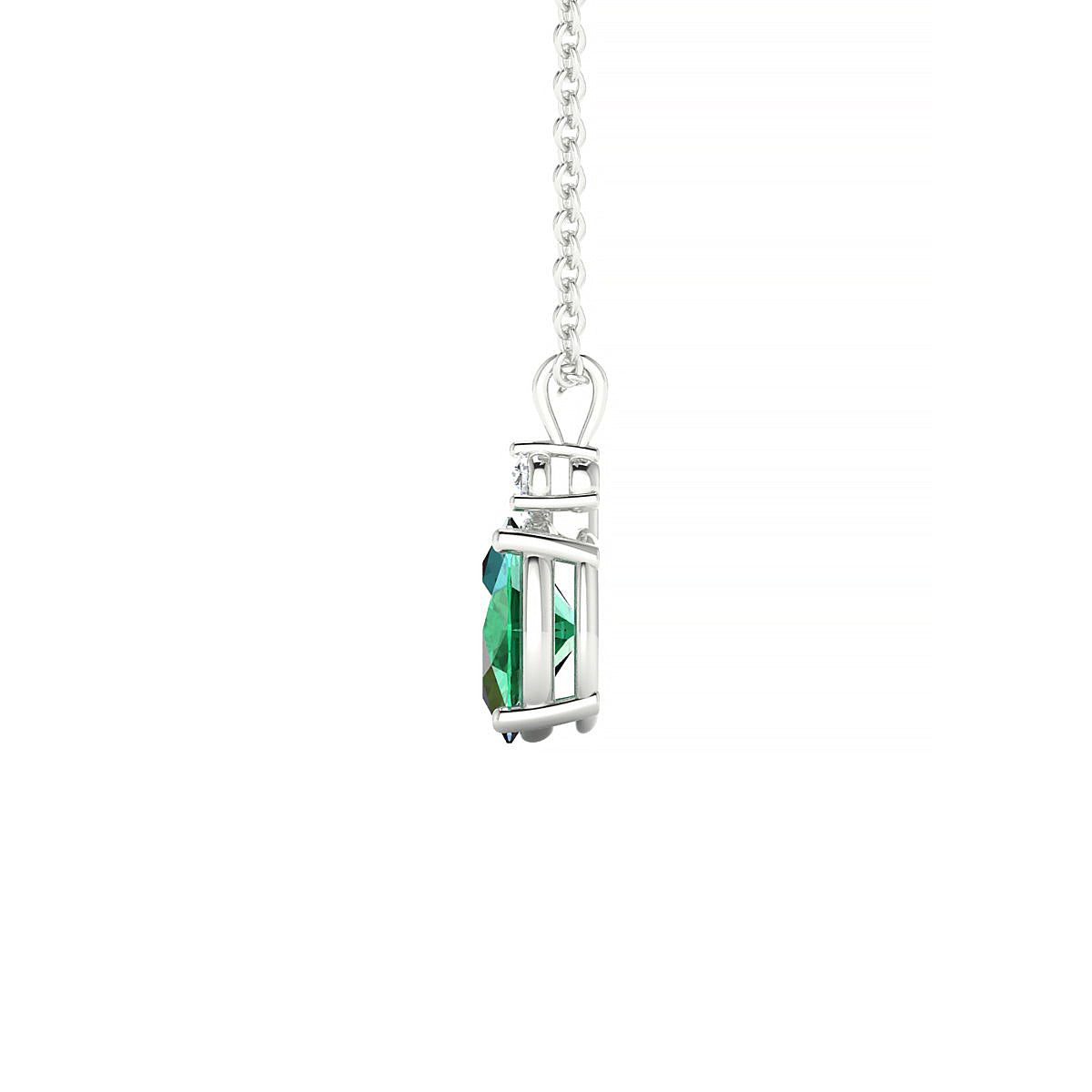 Sparkle | 18k White Gold 7 x 5 mm Oval Emerald Pendant
