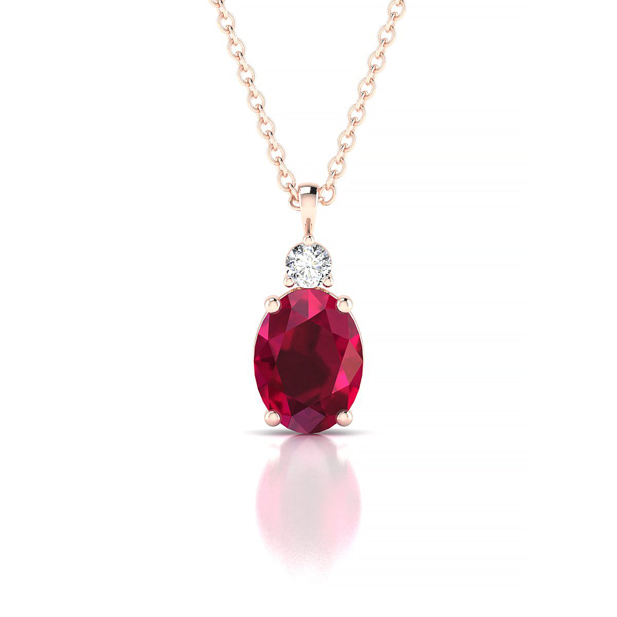 Sparkle | 18k Rose Gold 8 x 6 mm Oval Ruby Pendant