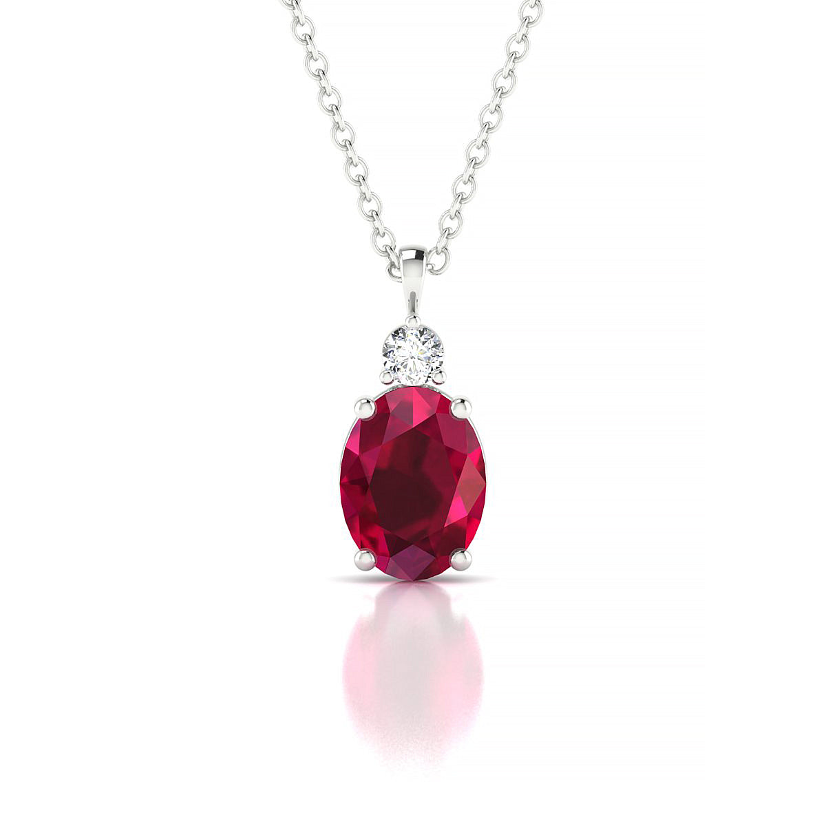 Sparkle | 18k White Gold 8 x 6 mm Oval Ruby Pendant