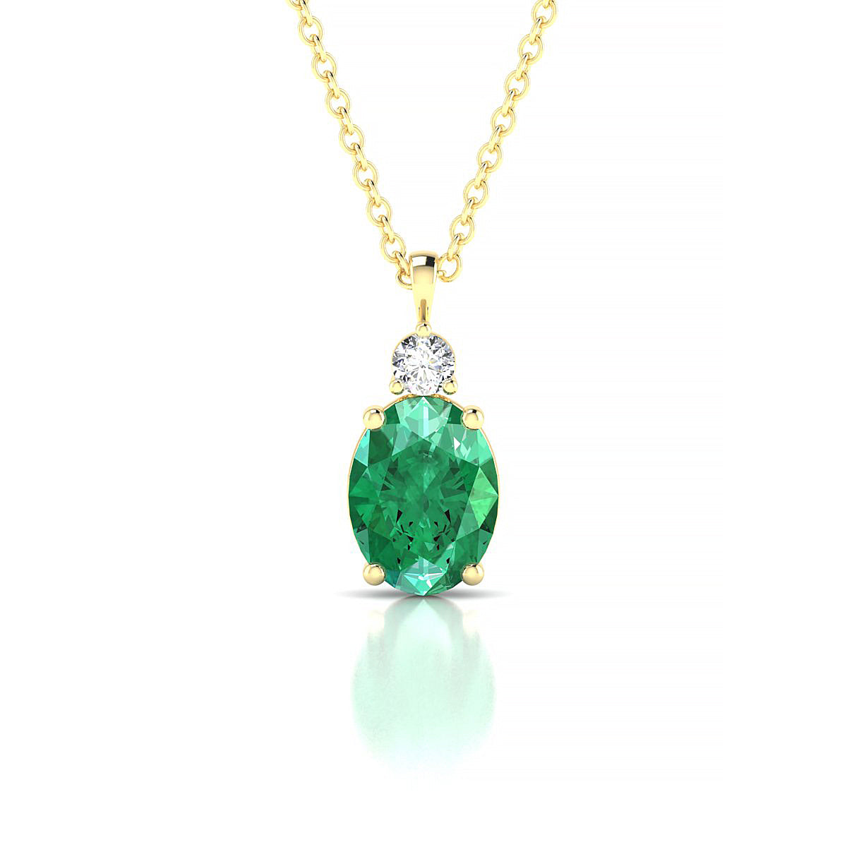 Sparkle | 18k Yellow Gold 8 x 6 mm Oval Emerald Pendant