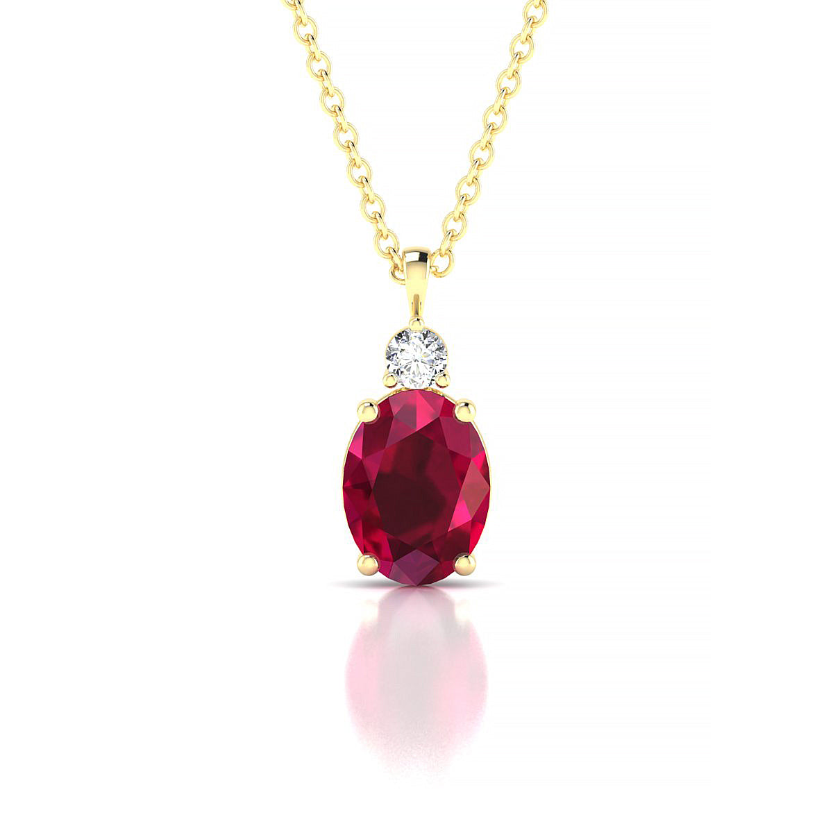 Sparkle | 18k Yellow Gold 8 x 6 mm Oval Ruby Pendant