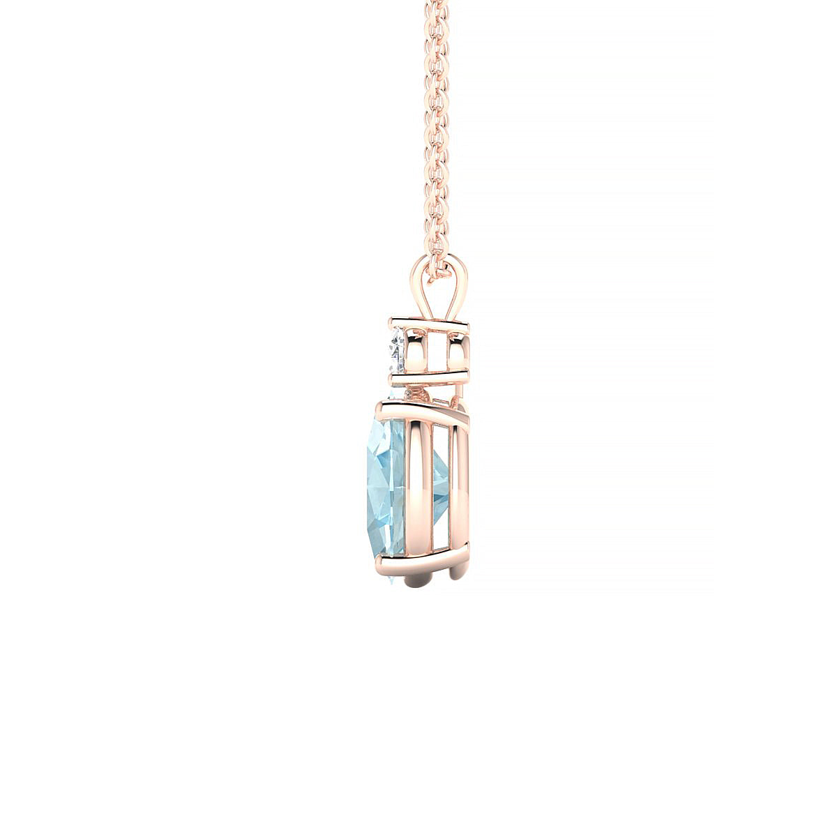 Sparkle | 18k Rose Gold 8 x 6 mm Oval Aquamarine Pendant