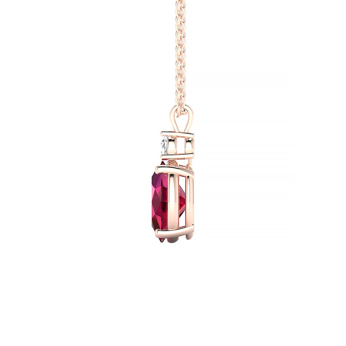 Sparkle | 18k Rose Gold 8 x 6 mm Oval Ruby Pendant